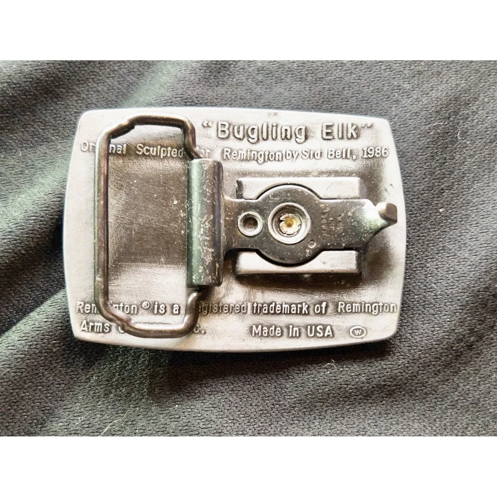 Vintage 1986 Remington Bugling Elk Belt Buckle Sculpted By Sid Bell Made In USA‎